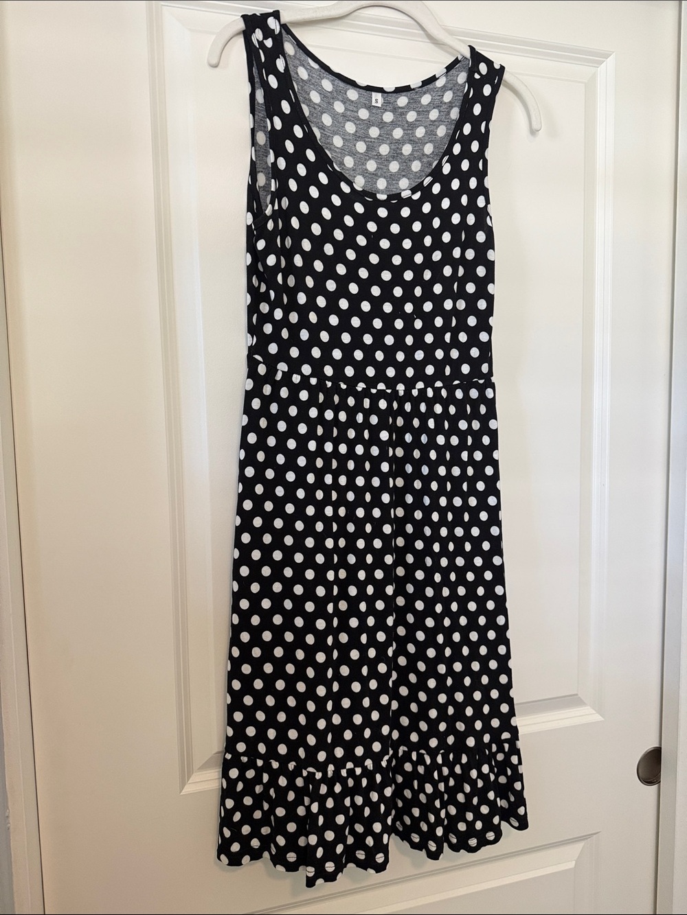 Source Unknown Black & White Polka Dot Midi Dress